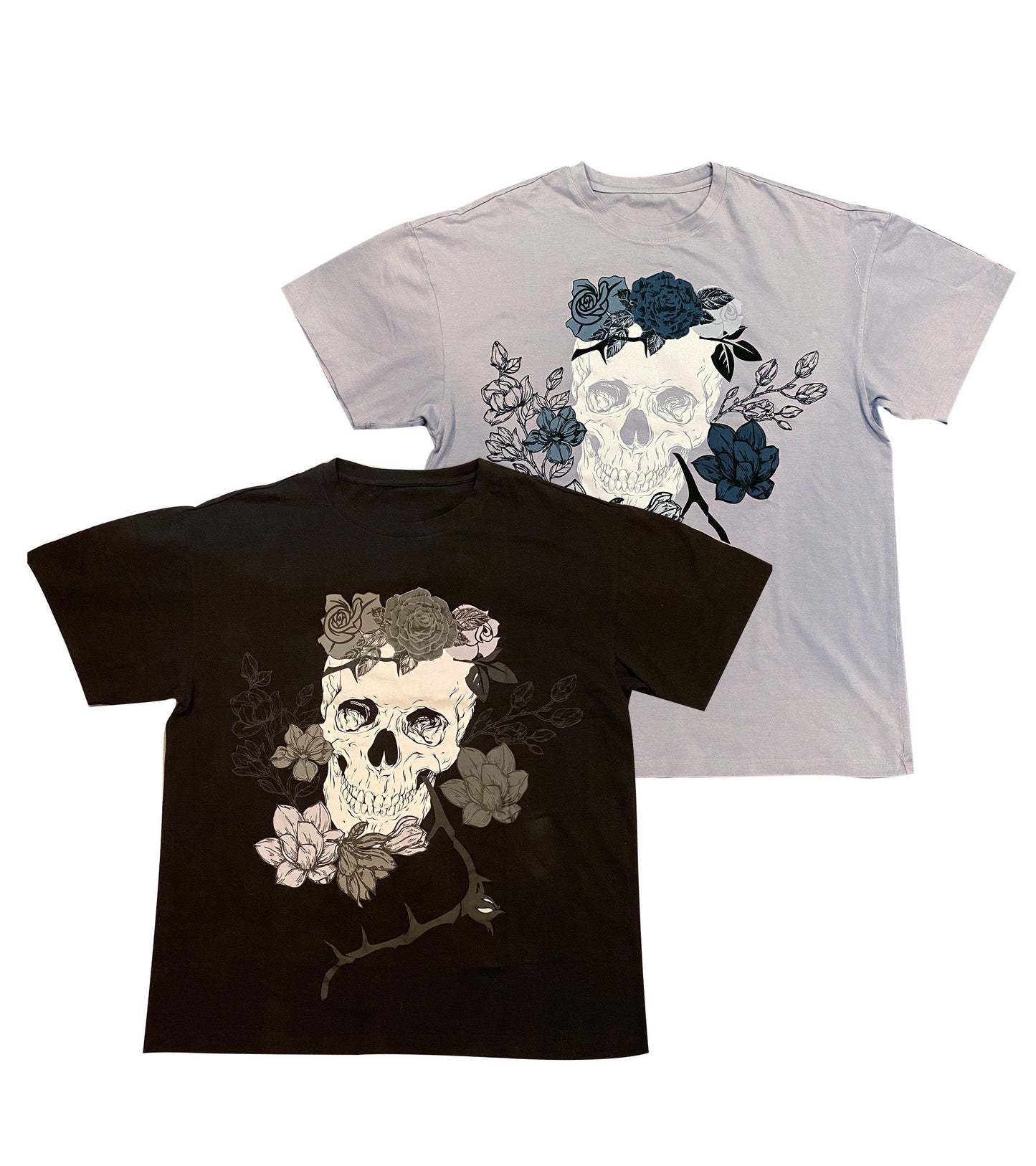 Unisex Skull and rose printed Tee shirt